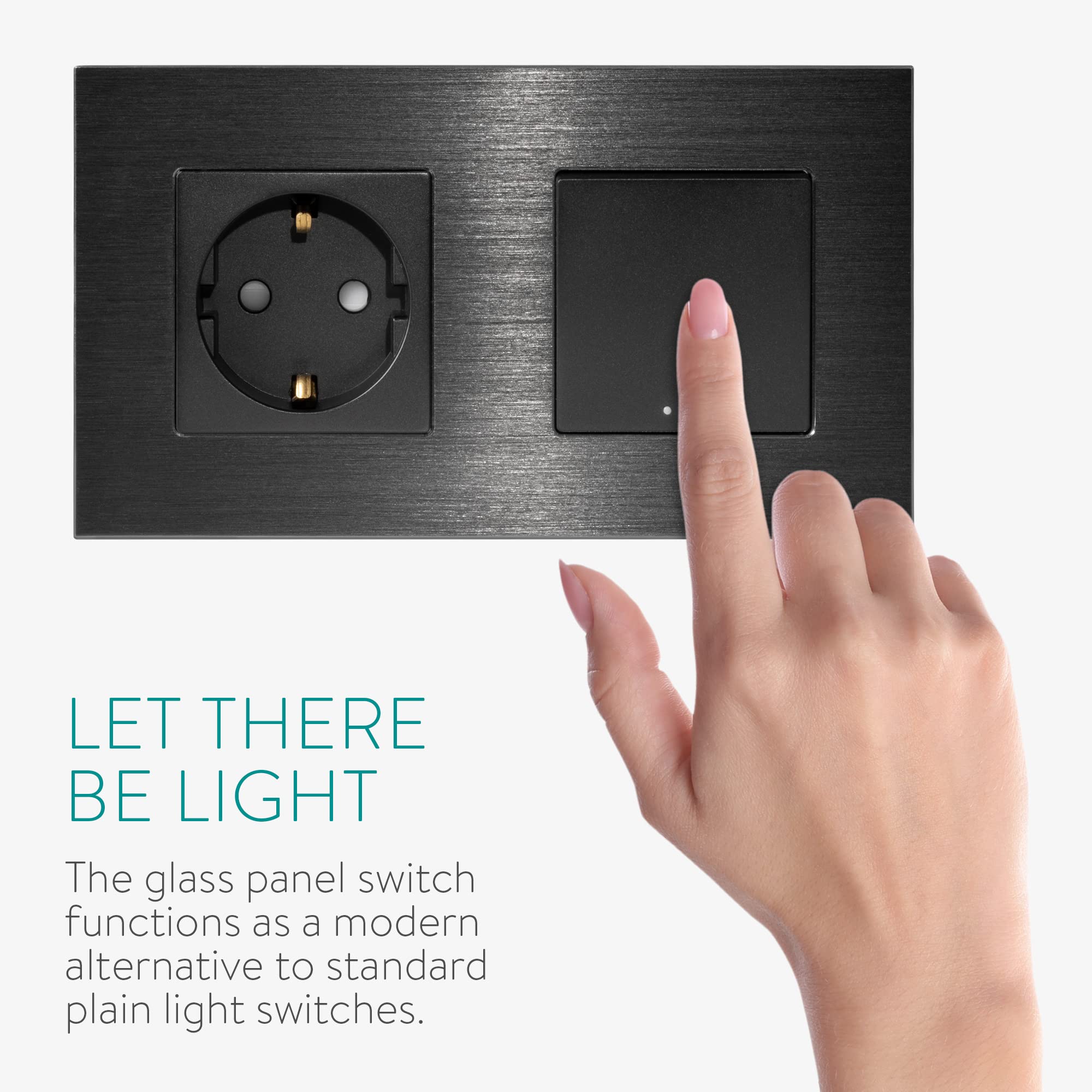 Navaris Interruttore Touch Screen In Vetro - Moderno Pulsante Luce Da Parete Con LED Indicatore - Foto 9