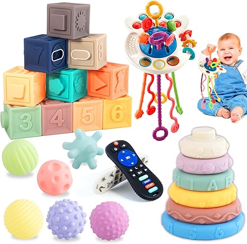 Miniatura 1 de Juguetes para bebés de 6 a 12 meses, juguetes Montessori 5 en 1 para bebés, juguetes sensoriales para niños pequeños de 1 a 3, juguetes de cuerda de