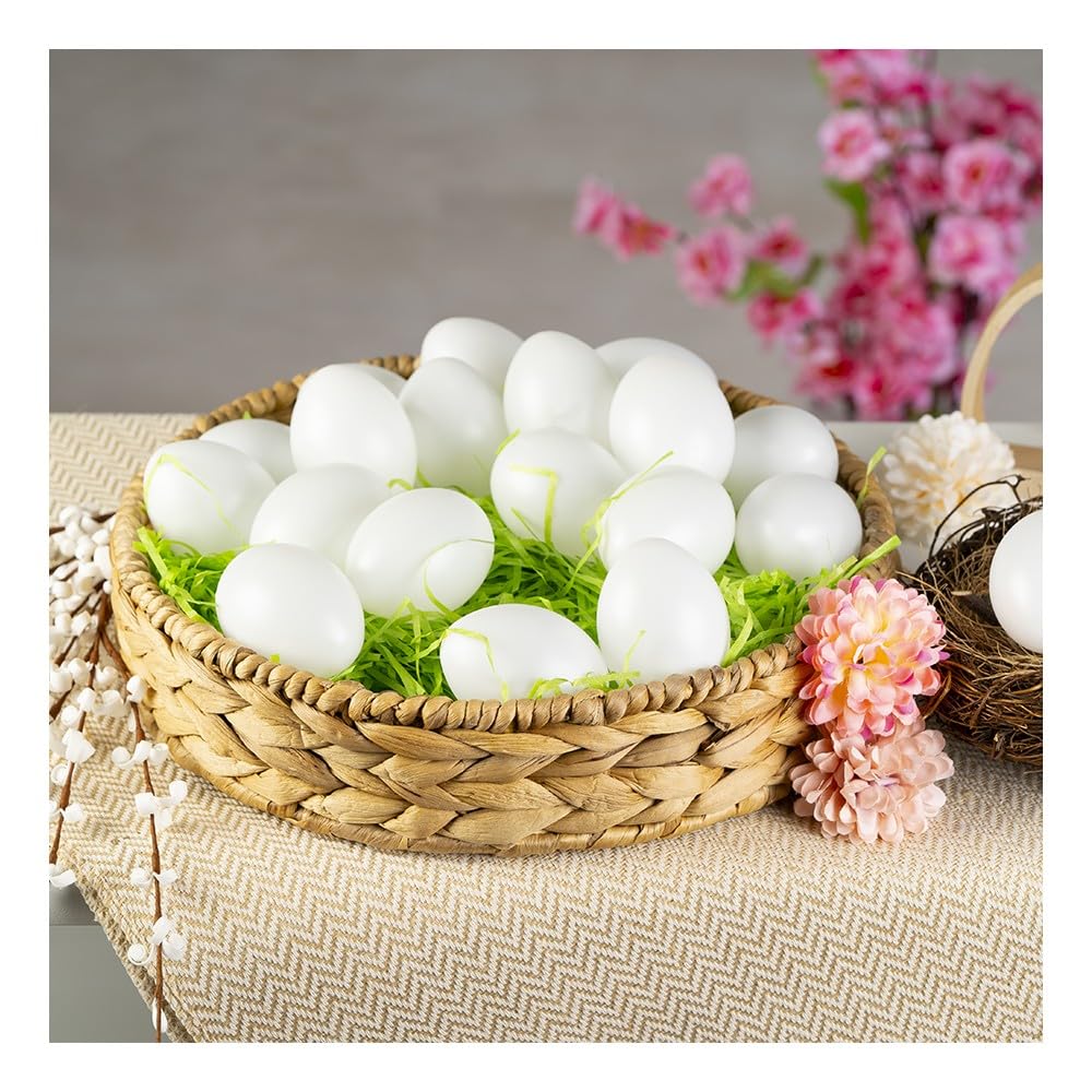Lote de 100 huevos de plástico con agujero – blanco, 6 cm de alto, Ø 4 cm
