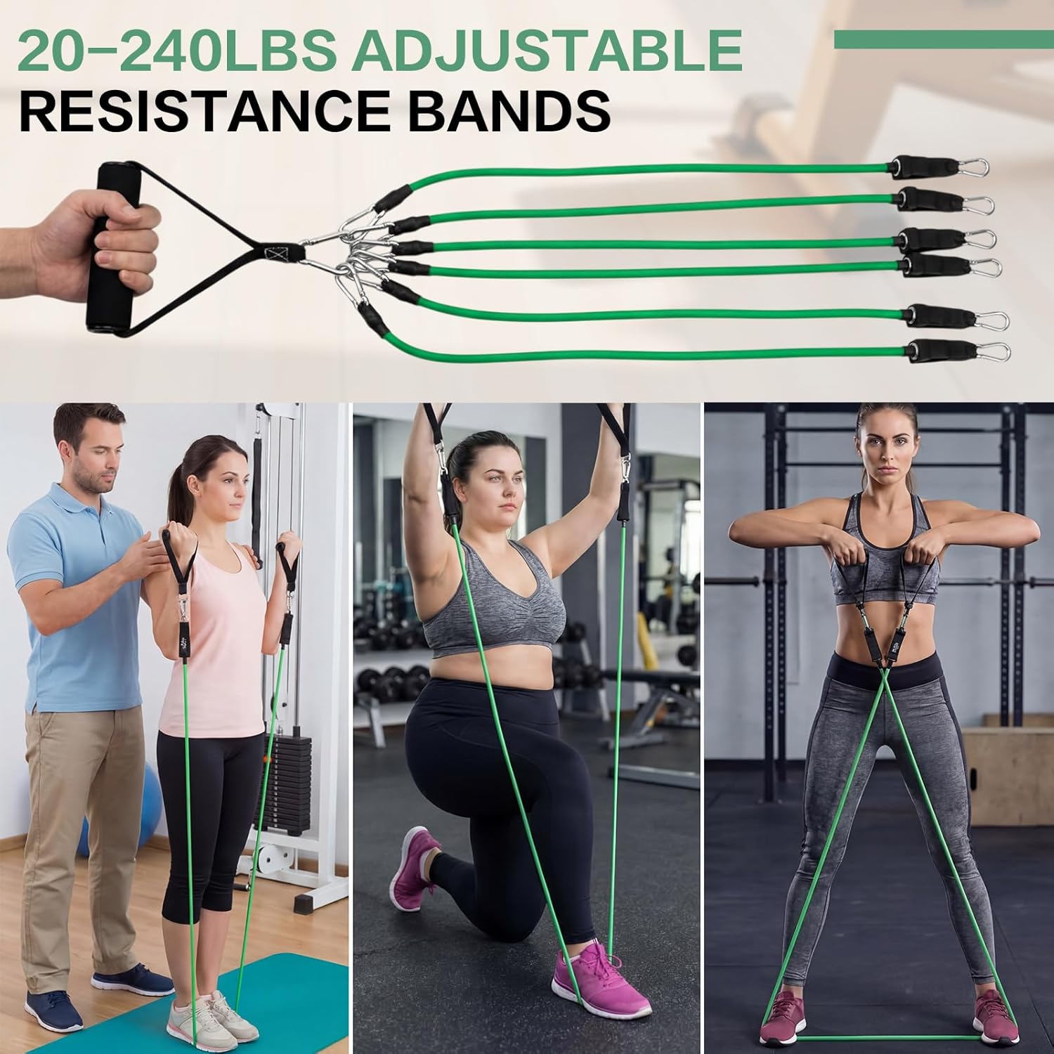12 Pcs Resistance Bands with Handles Set, Weight Stretch Exercise Workout Bands, Latex Elastic Straps for Men Women Working Out, Strength Training, Home Fitness