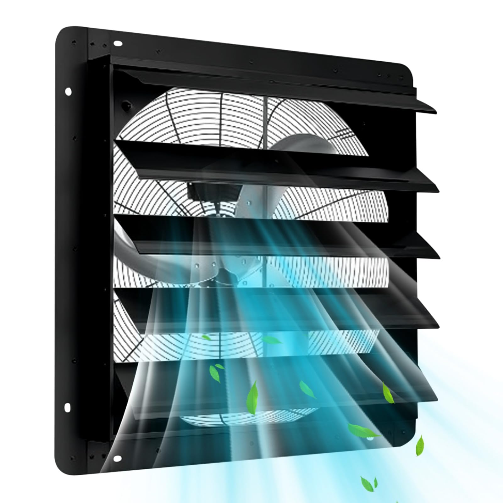 ExploreHorizon 24" Automatic Shutter Exhaust Fan Wall Mount, 3500 CFM High Speed Ventilation with Quiet 1500 RPM Motor for Attic, Garage, Shop,