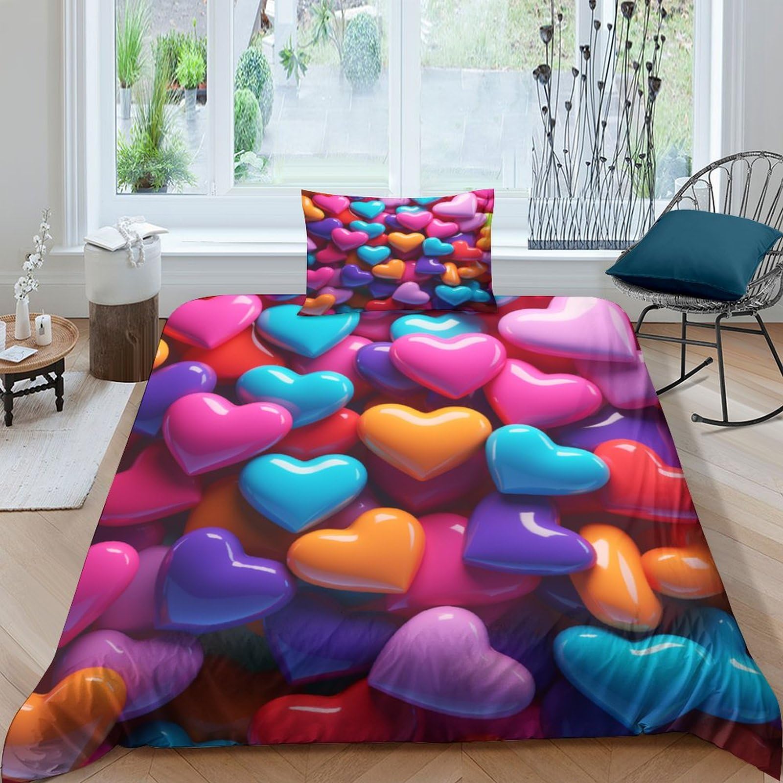 Housse de couette Love Candy anti-allergie et facile d'entretien pour fille et garçon
