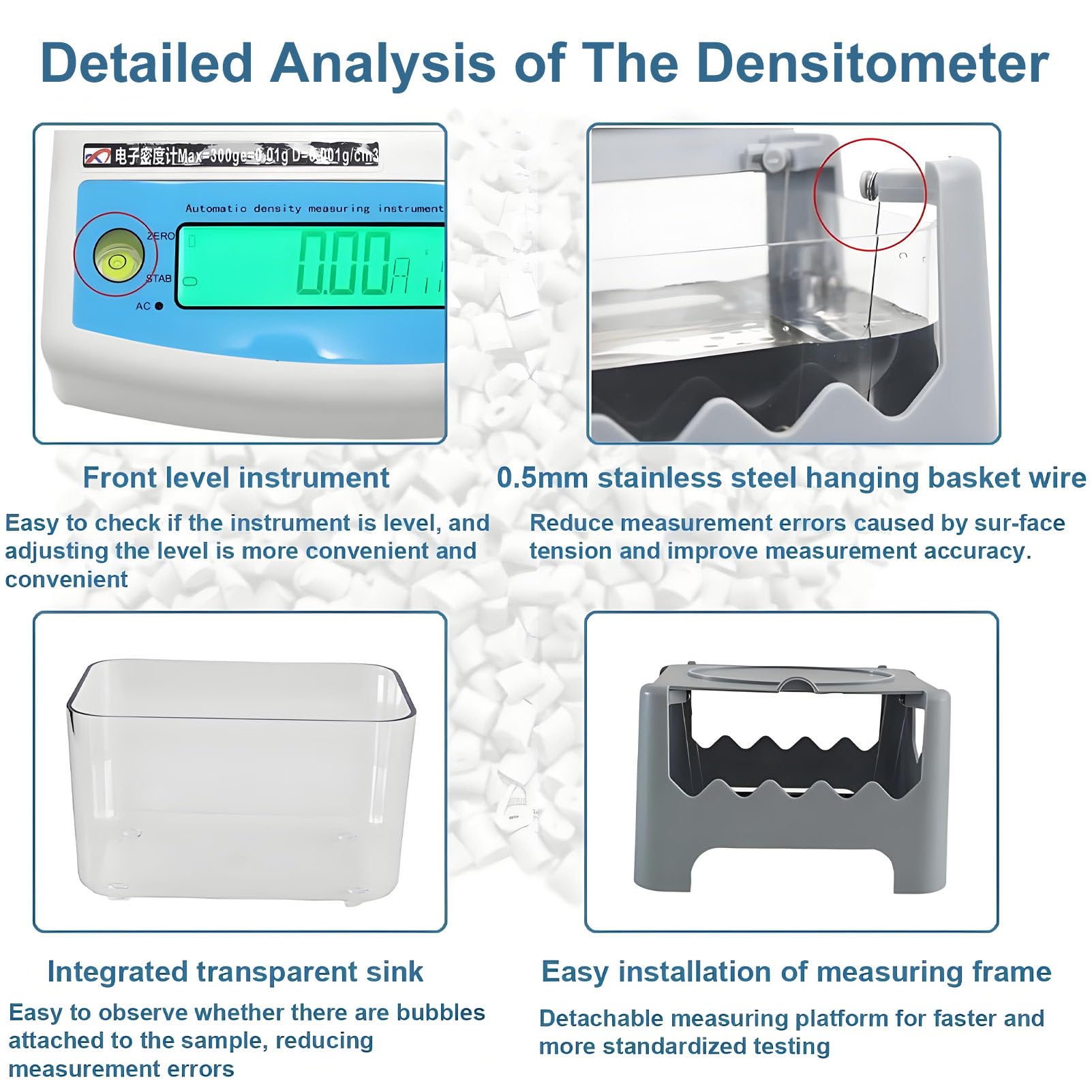 Misuratore elettronico di densità dei Solidi, analizzatore per Test di purezza dell'oro, misuratore elettronico Digitale per Test di purezza dell'oro con Peso Massimo 300G/600G 300g