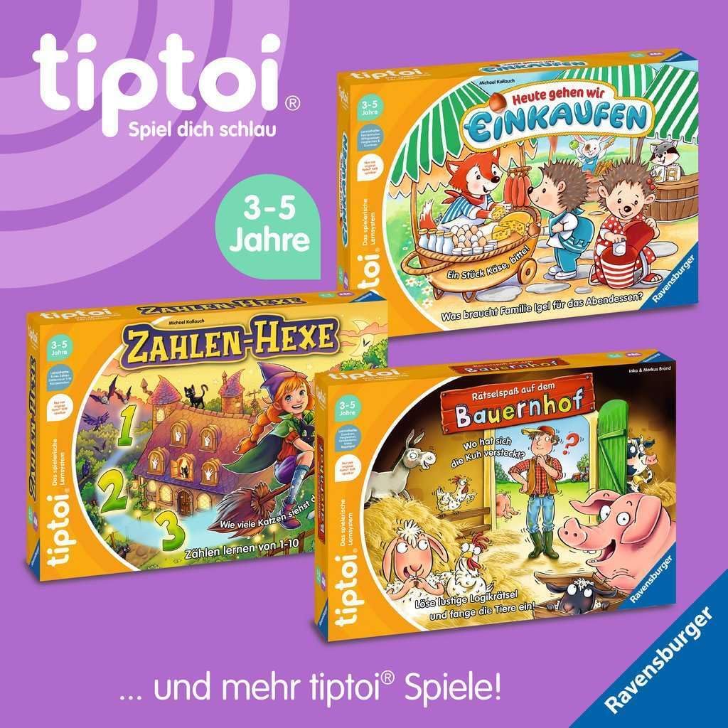 Ravensburger tiptoi Spiel 00125 Puzzle Fun on The Farm - Educational Game from 3 Years, Educational Logic Game for Boys and Girls, for 1-4 Players