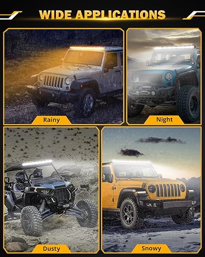 Miniatura 7 de Auxbeam Barra de luz curvada de 50 pulgadas, 300 W, luz estroboscópica blanca ámbar, 28800 lúmenes, luz de advertencia, luz estroboscópica de