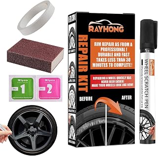 Wheel Scratch Fix, Rim Paint for Scratches Repair, Quick and Easy Black Rim Touch Up Paint, Wheel Touch Up Kit, Waterproof Wheel Scratch Repair, Repairs Roadside Rashes and Scratches Easily