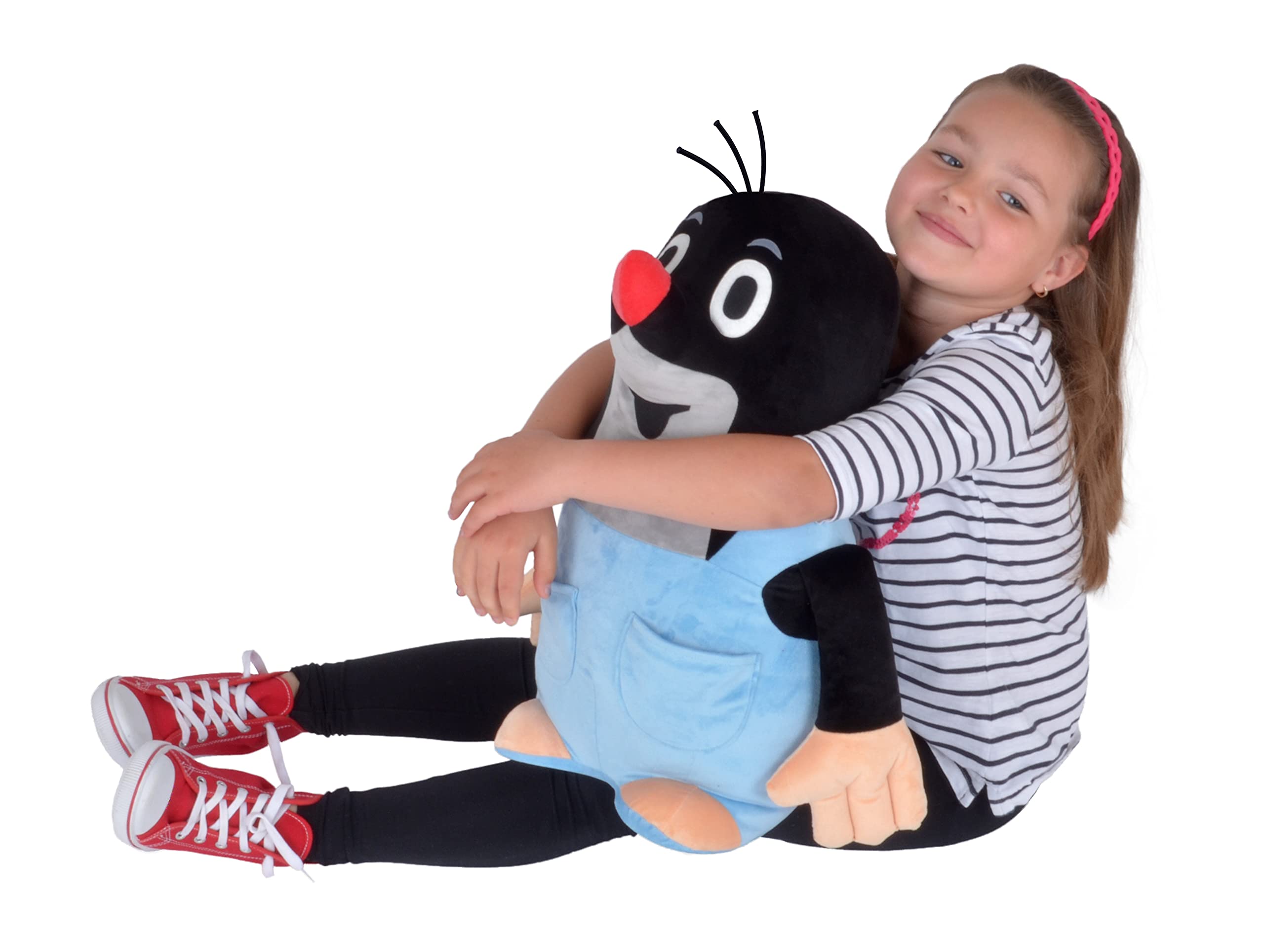 Pluszowa maskotka 50 cm, oryginalny mały krecik z niebieskimi spodniami, stojący, pluszak, przytulanka dla dzieci, niemowląt, chłopców i dziewczynek
