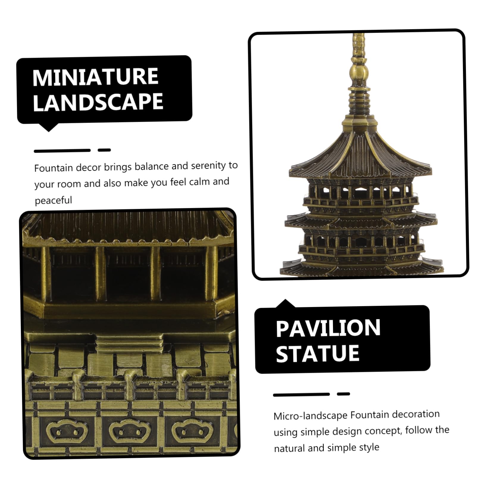 ibasenice Statua Pagoda da Giardino in Lega Oro Decorazione Paesaggio