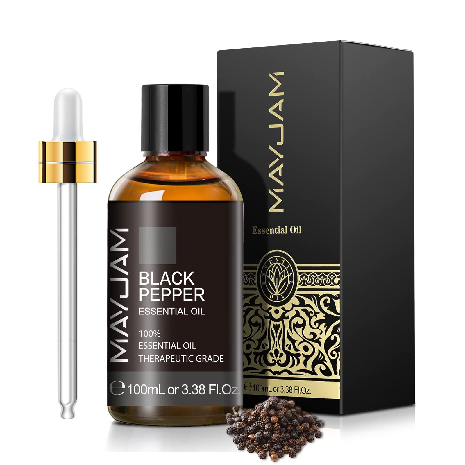 MAYJAMBlack Pepper Essential Oils 100ML, Black Pepper Oil for Diffuser, Humidifier, DIY, Home, Office