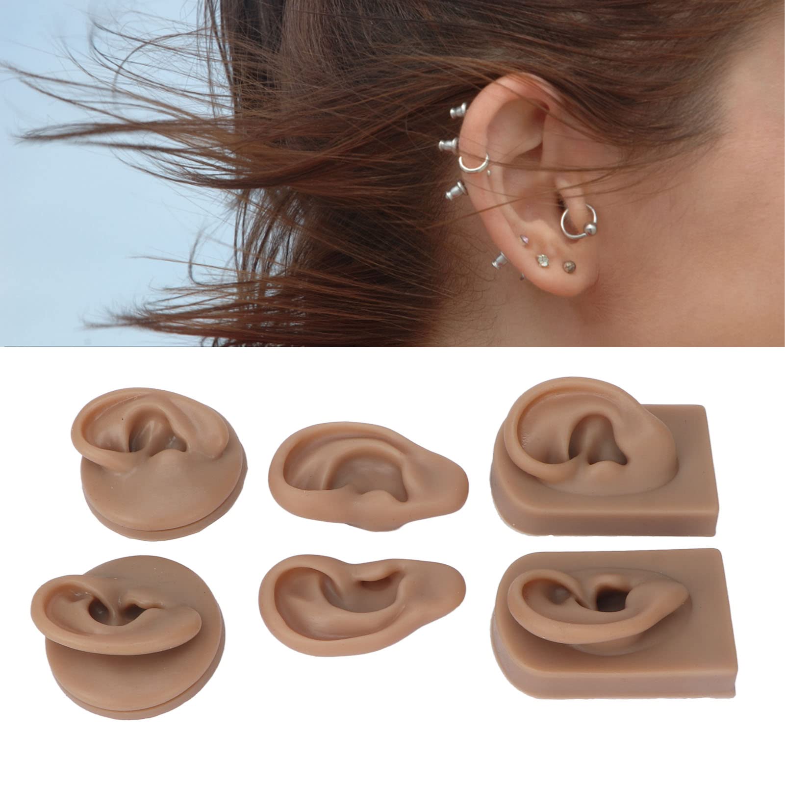 TYTOGE 3 paia di orecchini in silicone morbido modello acrilico staffa orecchio umano modello per piercing pratica orecchino display