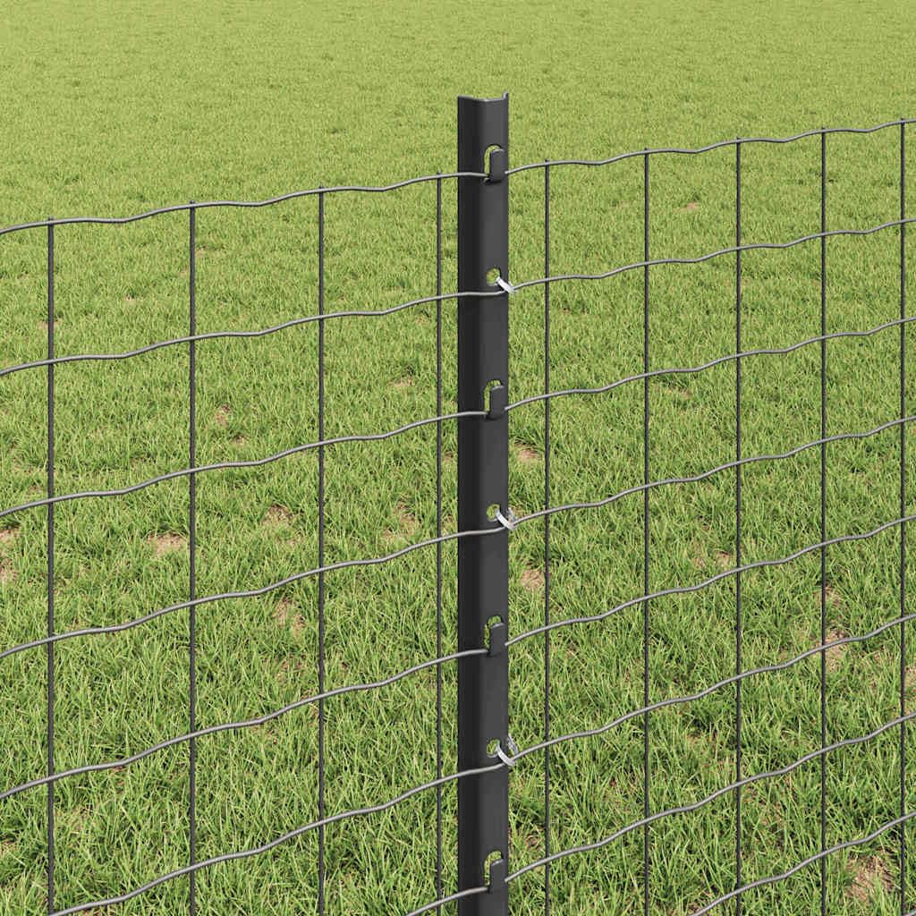 Grey Steel Fence Post, 11 Pcs, 31.50 Inches, Durable Metal for Outdoor Garden & Patio, Weather-Resistant Support