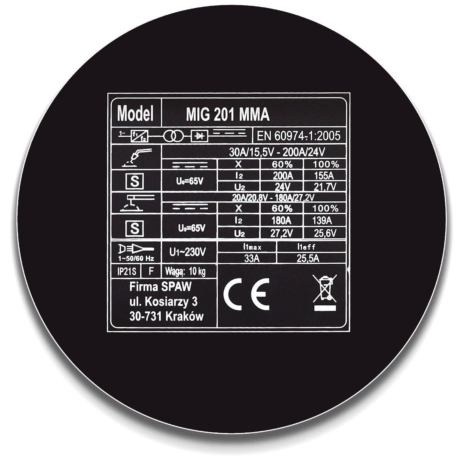 Magnum™ MIG 201 MMA MIG/MAG 3 w 1 spawarka inwertorowa 200 A MMA FLUX 230 V