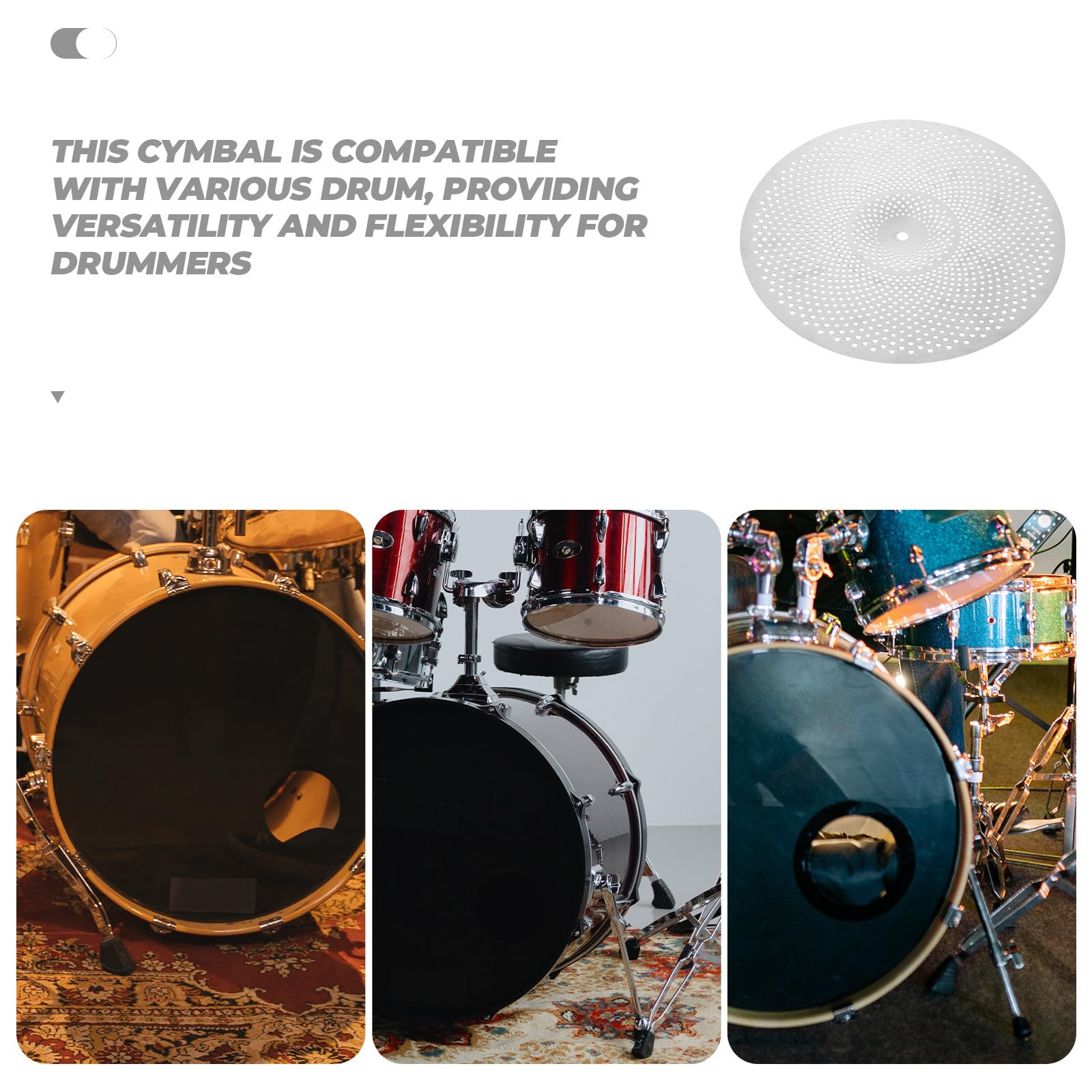 Homoyoyo Cymbale Sourdine 16 Pouces en Alliage Métal pour Batterie Cymbale Crash à Faible Volume Accessoire D'entraînement pour Batteurs Faible Volume Silencieuses