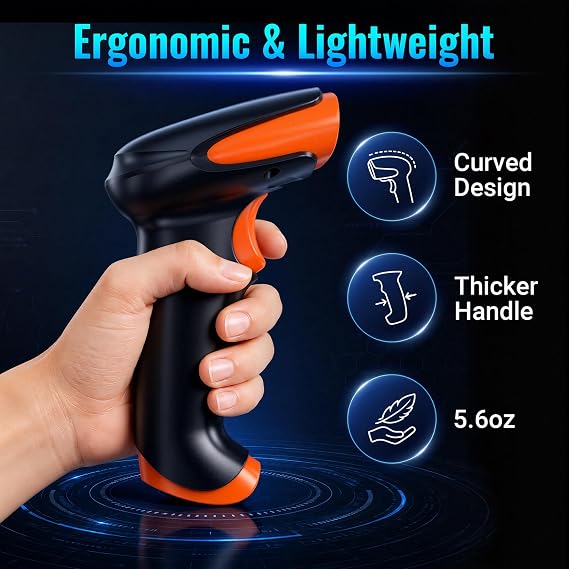 Tera Pro Bluetooth Barcode Scanner Wireless 1D 2D QR Code Rea der 2.4GHz Wireless & USB Wired Connection Fast and Precise Scanning, HW0002-O