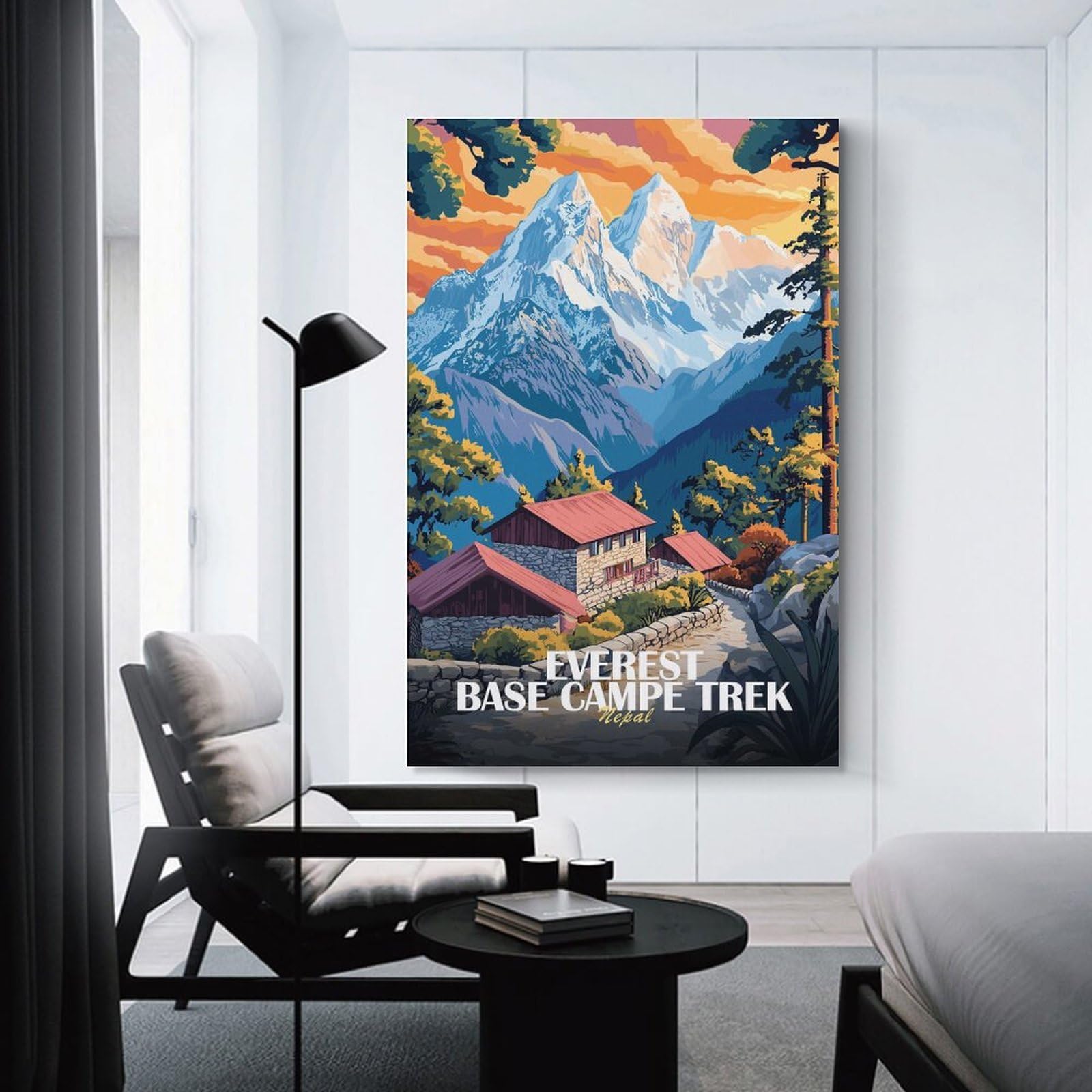 Junmoney Room Decor Wall Art Everest Base Camp Trek Nepal Art, 24x36inch(60x90cm), for Hallway, Bedroom Or Modern Interiors, Gift Idea for Housewarming And Birthdays