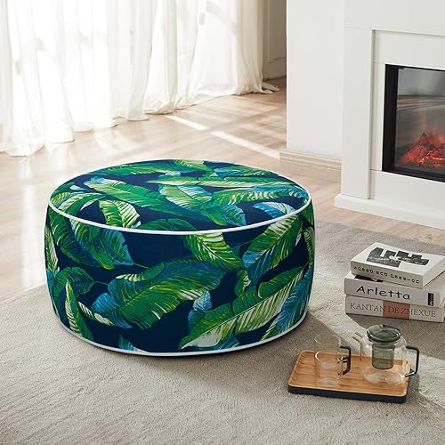 Miniatura 2 de Magpie Fabrics Taburete inflable otomano de 20 pulgadas de diámetro x 9 pulgadas de alto, reposapiés redondo para exteriores con bomba de pie,