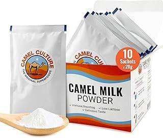 Camel Culture 100% Pure and Natural, Camel Milk Powder Sachets - 10 x 20g Sachets - Delicious Taste - Shelf Stable - Nutrient Dense, Low Lactose Powdered Milk Packets – Concentrated, Pasteurized Traditional Dairy Alternative
