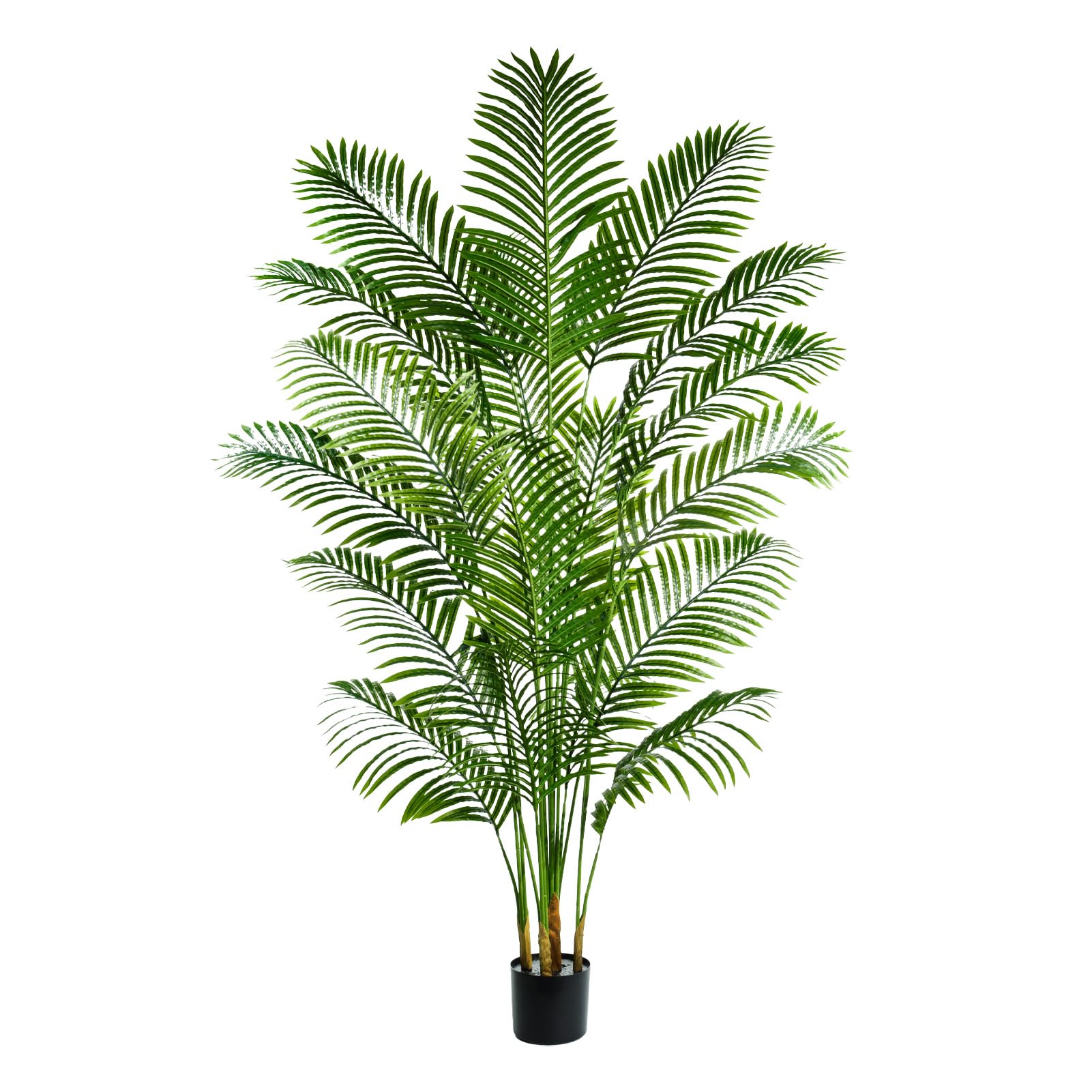 Artificial Fake Palm Tree with 18 Trunks and Real Bark Design, Premium Polyester,Tropical Paradise Palm Tree in Pot (black, 180 CM)
