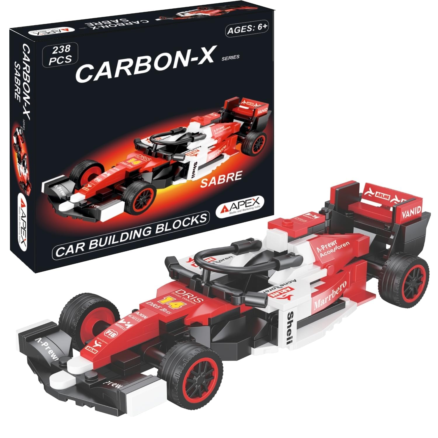 F1 Car Building Blocks Set, 236 Pcs Racing Car Construction Toy for Kids Age 6+ | STEM Learning Toy | Creative DIY Model Kit for Boys (Sabre, Extra Large, Pack of 1)-image-32