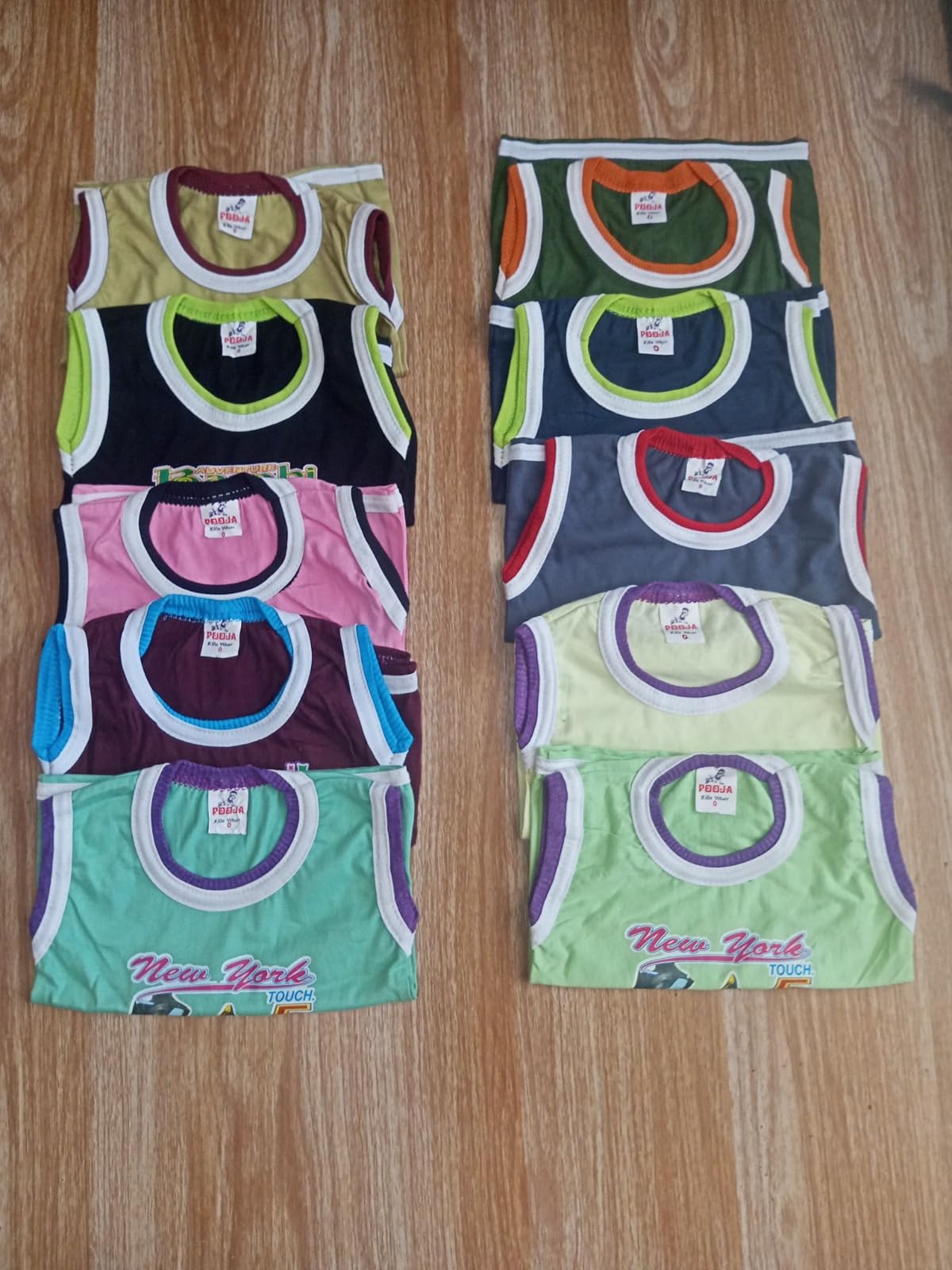 Baby Sleeveless Tops, 100% Cotton, Pack of 10, Regular Use (in, Age, 4 Years, 5 Years, Regular, Multicolor)