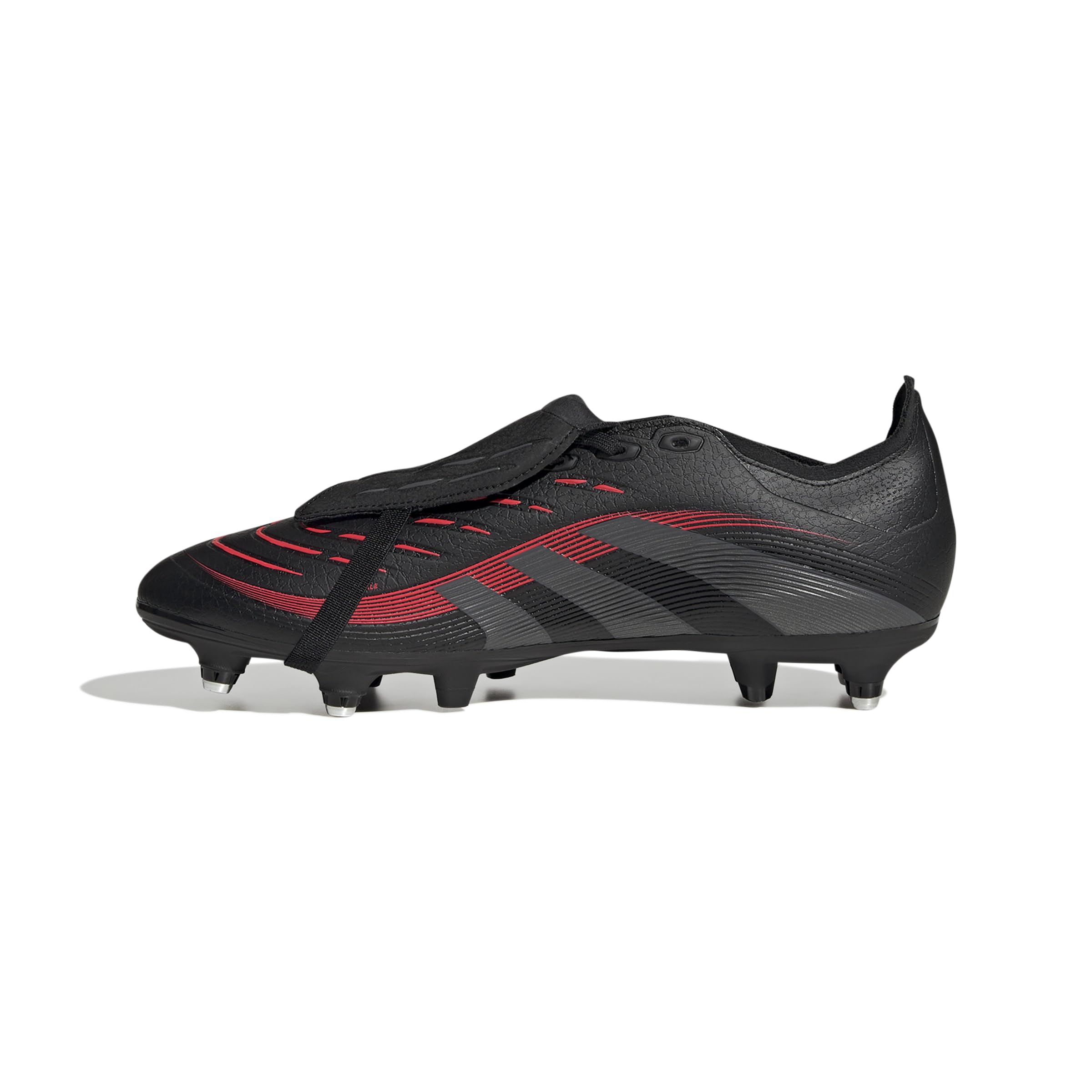 adidas Unisex Predator League Fold-Over Tongue Soft Ground Football Boots Football Boots, Core Black Grey Four Lucid Red, 10