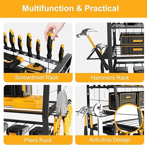 Miniatura 2 de Juquline Organizador de herramientas eléctricas, soporte de taladro, organizador de herramientas inalámbrico para montaje en pared, organizador de