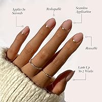 Vista 82 de Glamnetic Uñas a presión – Red Affair Uñas cortas de punta francesa con purpurina roja almendra con un acabado brillante 15 tamaños – Kit de 30