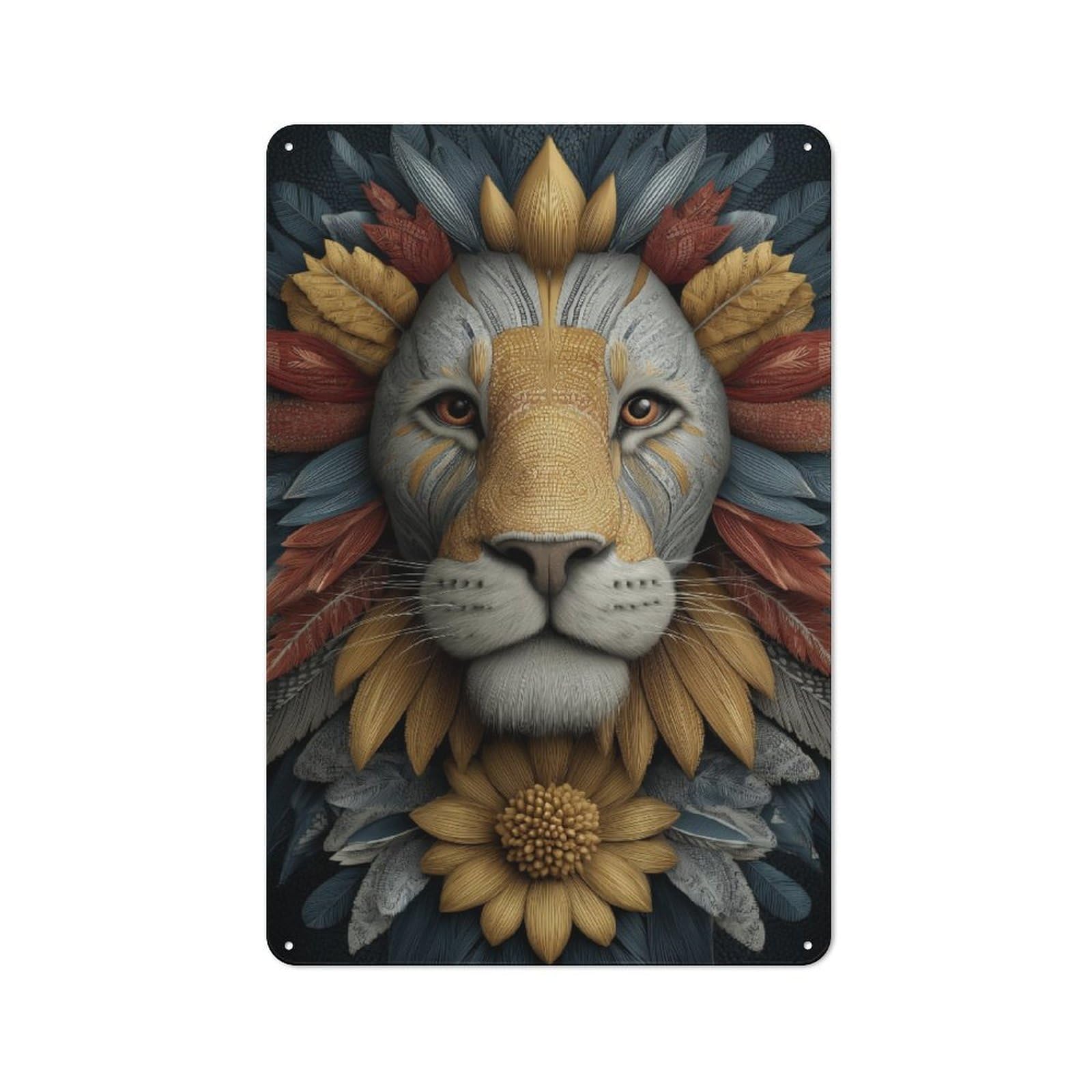 Junmoney Feathered Lion Majesty Country Style Decorative Metal Sign 30X20cm, Bistro Wall Plaque For Restaurant, Kitchen, Counter Or Breakfast Nook