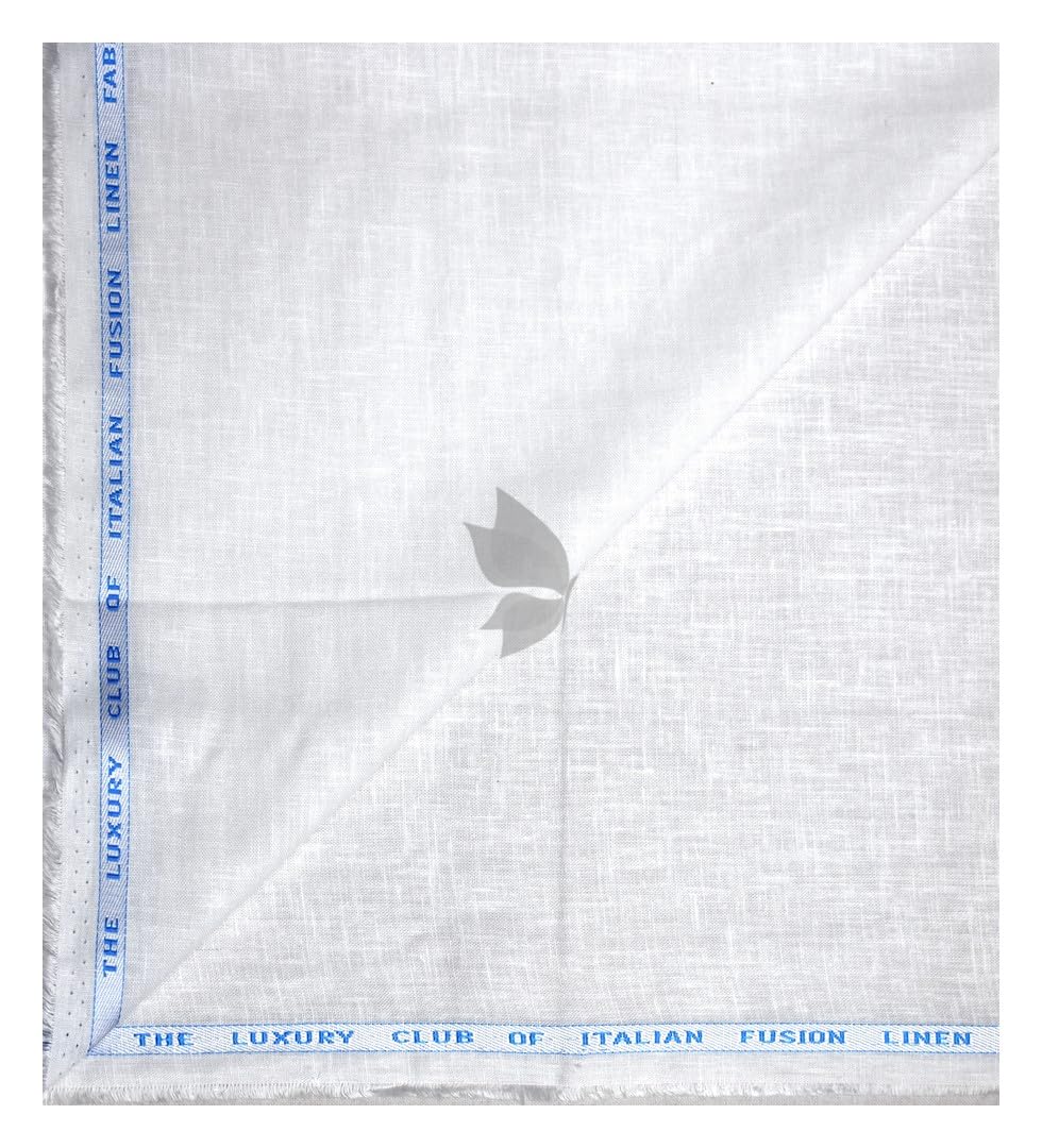 j.hampstead Moretti 100% Pure Linen Fabric from The Luxury Club of Italian Fusion Linen with White Colour Plain Pattern Unstitched Shirt Fabric of 1.6 mts / VV2410-picture-14