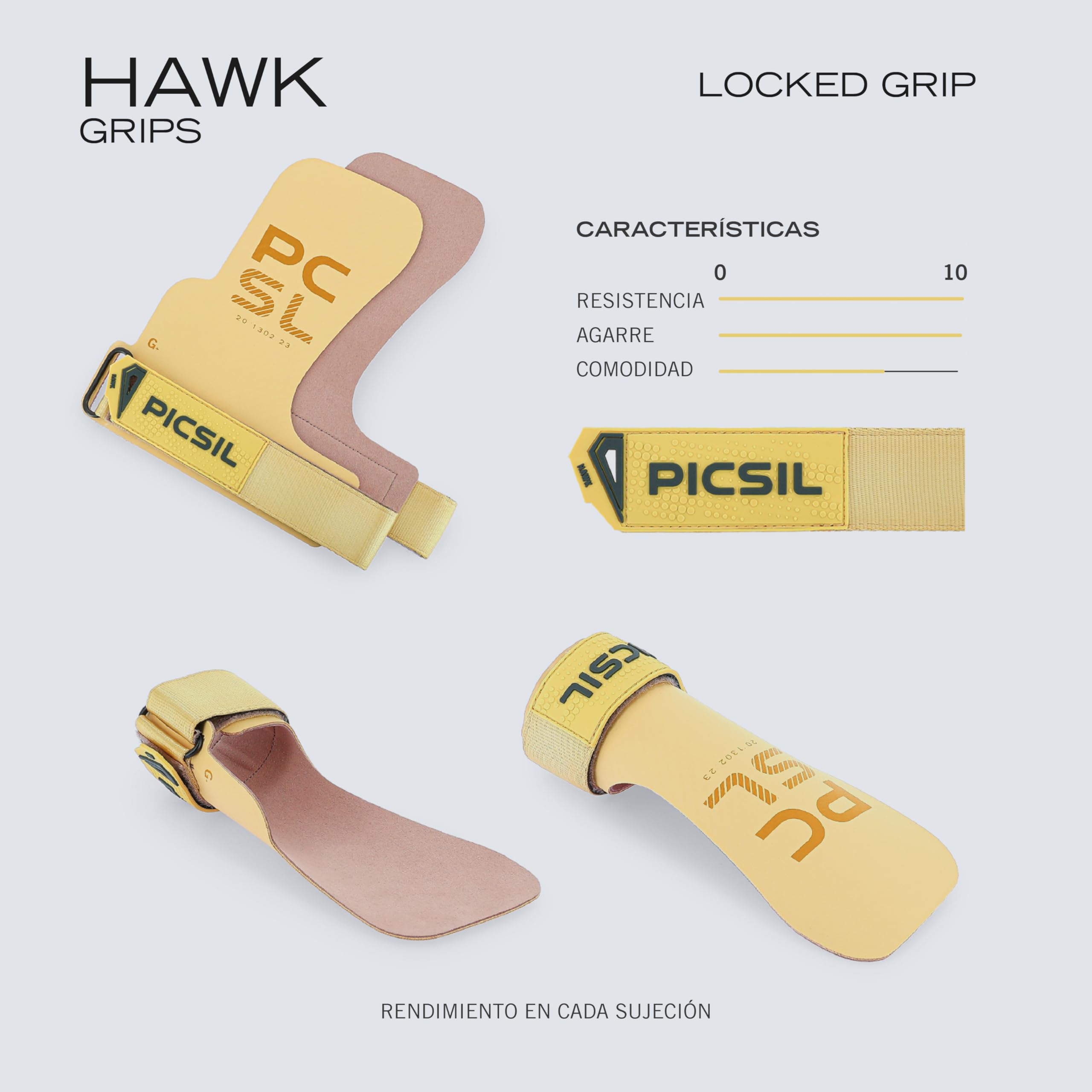 PICSIL Hawk Grips - Calleras Sin Magnesio, Agarre en Barras Limpias, Triple Capa, Incluye Muñequeras y Bolsa Transpirable — view 4