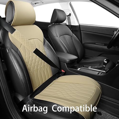 Miniatura 7 de Funda de cuero para asiento de automóvil, 1 unidad, protectores universales sin laterales con almohadillas para cinturón de seguridad, fundas de