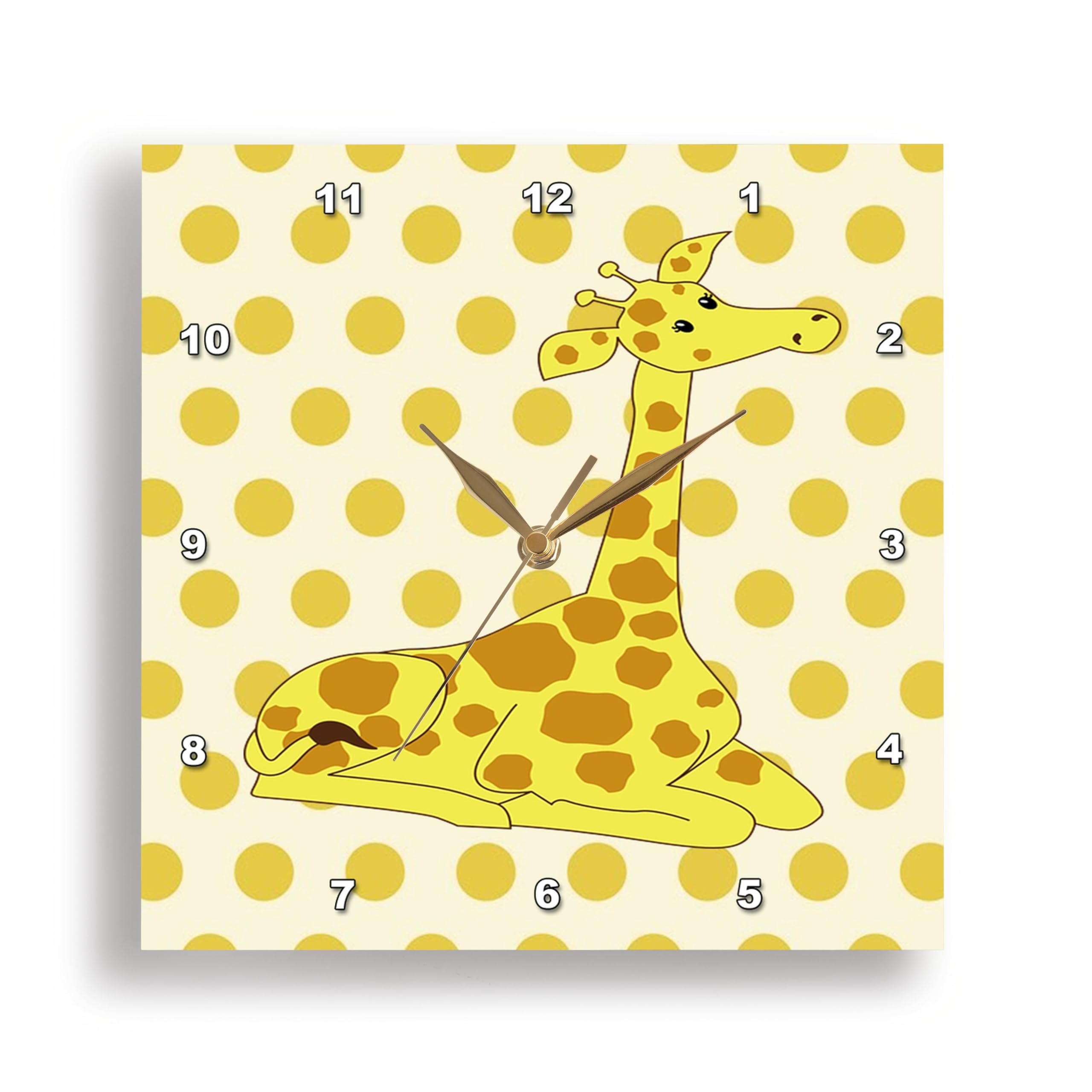 Horloge murale girafe jaune 3dRose DPP 223386 1 pour chambre
