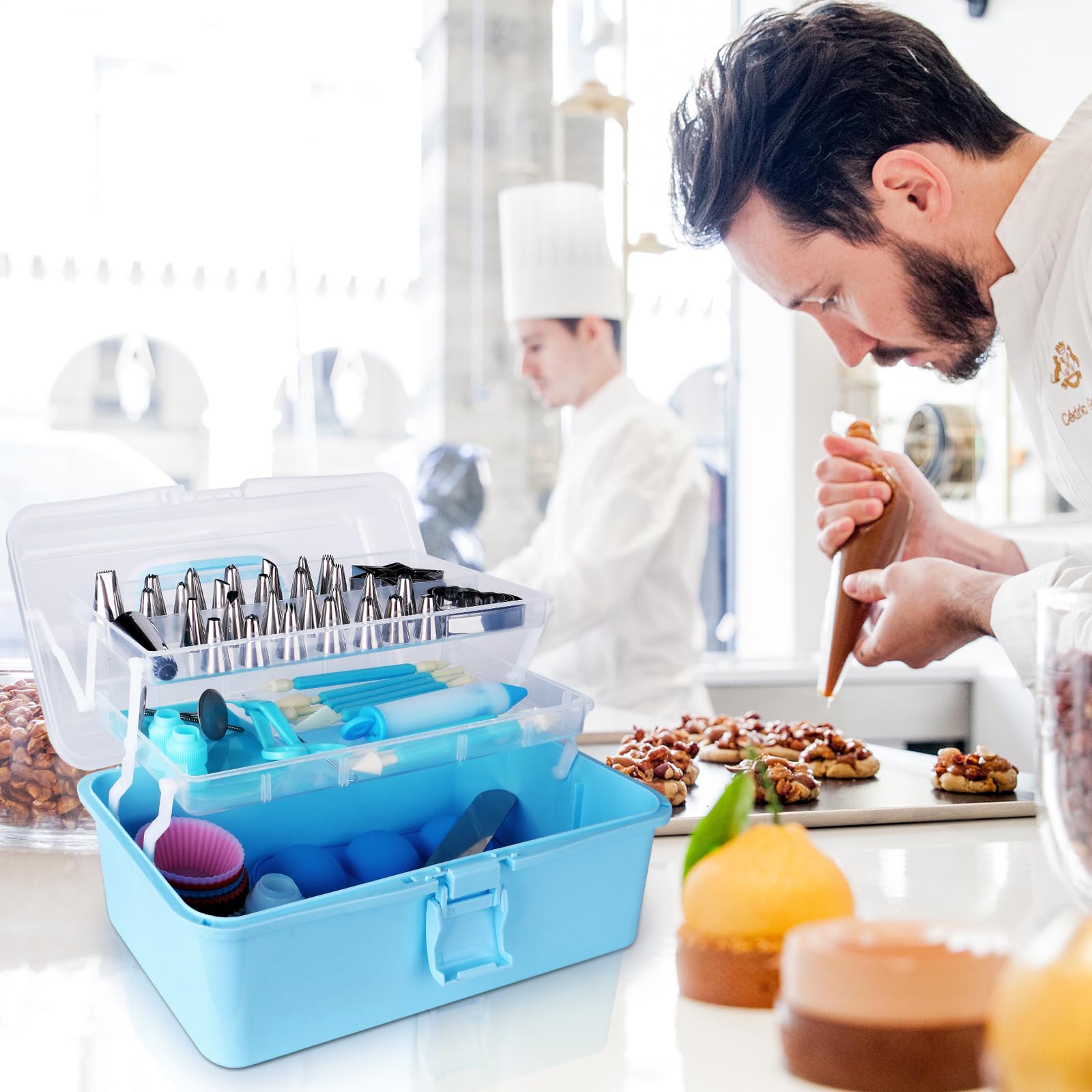 YCHLonlive 13 Inch Cake Decorating Storage Case, Suitable for Storing Baking Supplies (NOT INCLUDED), Blue - Image 5