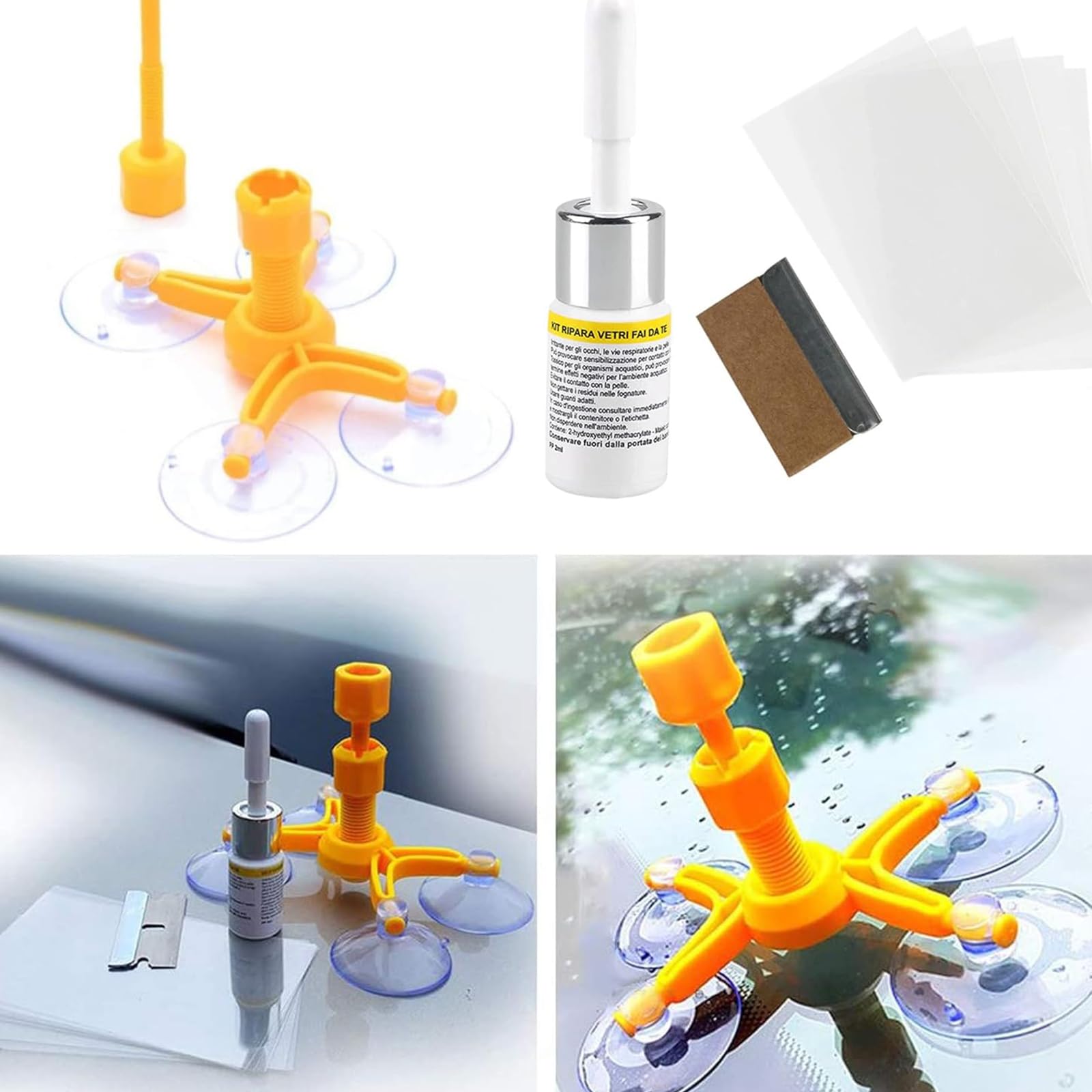 Kit Riparazione Parabrezza Auto,Kit Riparazione Parabrezza per la Riparazione,Kit Ripara Vetro Auto,Kit Riparazione Crepe Vetro,Kit Riparazione Parabrezza Per La Rimozione