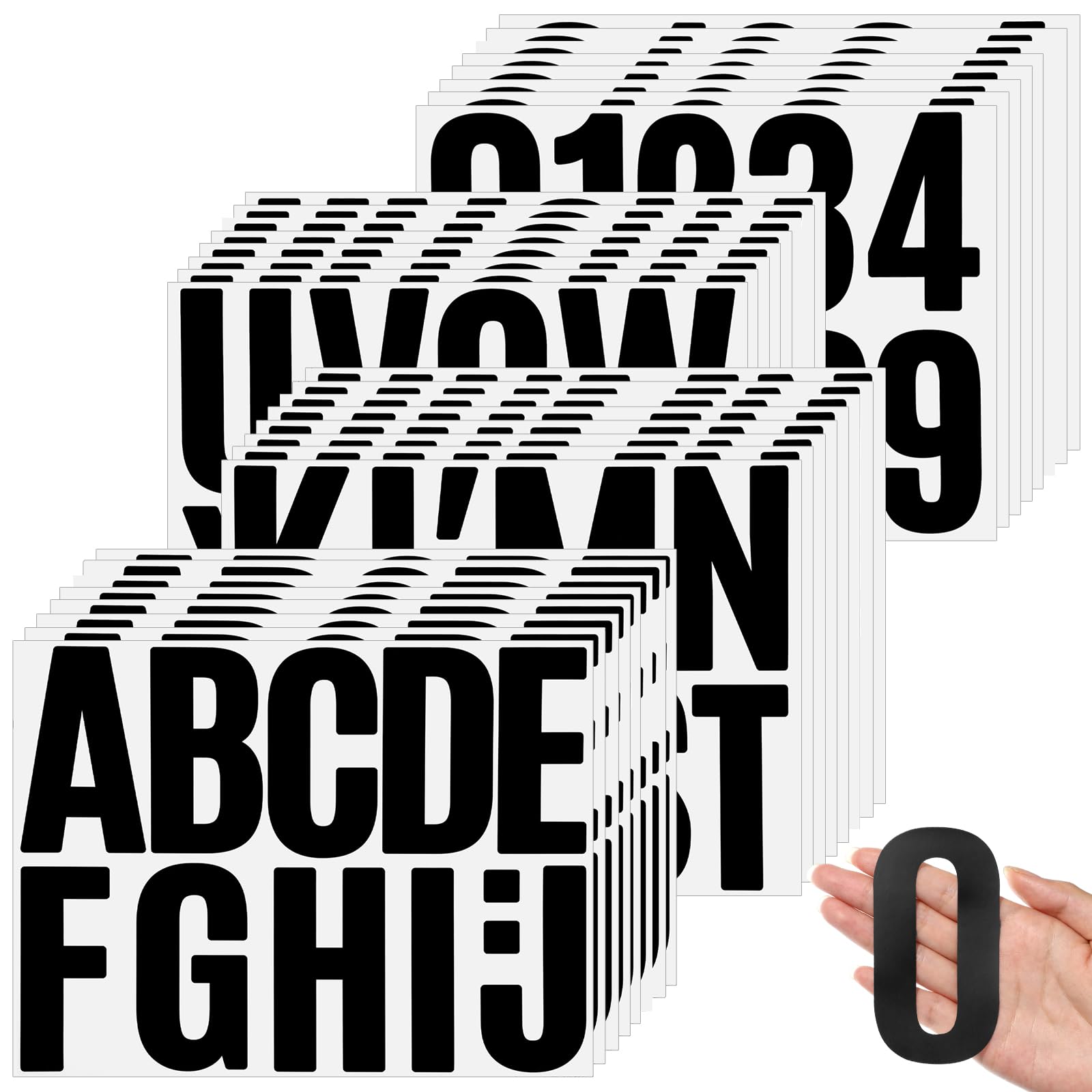 Qilery 32 Sheets 4 Inch Letter and Number Stickers Self Adhesive Vinyl Letters Alphabet Stickers Big Font Letters Number Tags for School Classroom Home Mailbox Decor (Black)