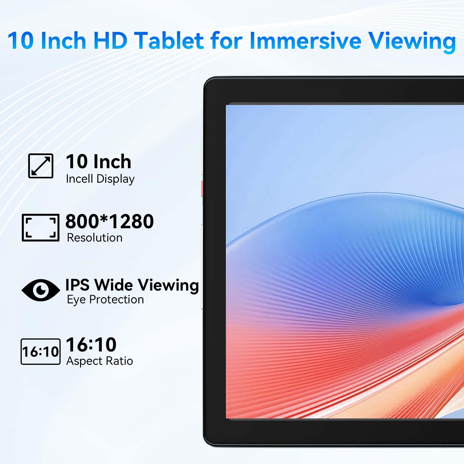 Hakaug Tablet 10 Inch Android OS Quad-Core 6GB RAM 64GB ROM 5000 mAh Battery1280x800 Touchscreen Tablet-PC (Gray) - 4