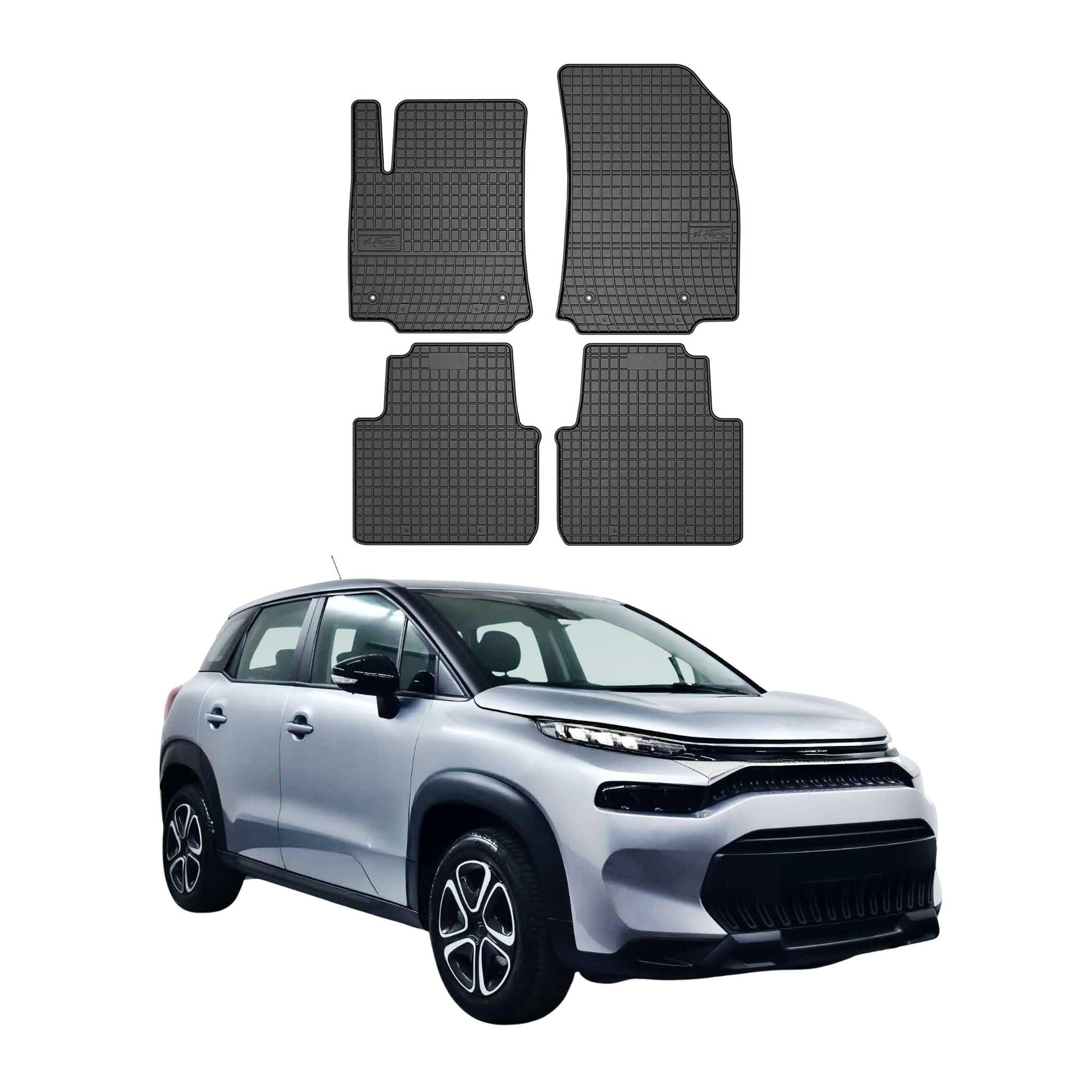 Tappetini Auto ASC In Gomma A Vaschetta Per Citroën C5 Aircross I (2017-2022) – Bordi Rialzati, Antiscivolo, Inodori, Set 4 Pezzi