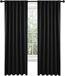 Deconovo Blackout Curtains 84 Inch Long 2 Panels, OEKO-TEX Certified Back Tab and Rod Pocket Thermal Black Out Curtains, Room Darkening Window Curtains for Living Room Bedroom, Black, 52Wx84L