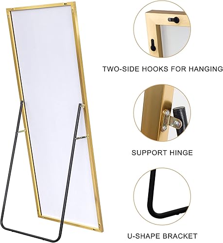 Miniatura 3 de Natsukage - Espejo de cuerpo completo para colgar en la pared o apoyarse contra la pared, espejo de tocador con marco de aleación de aluminio (44 x