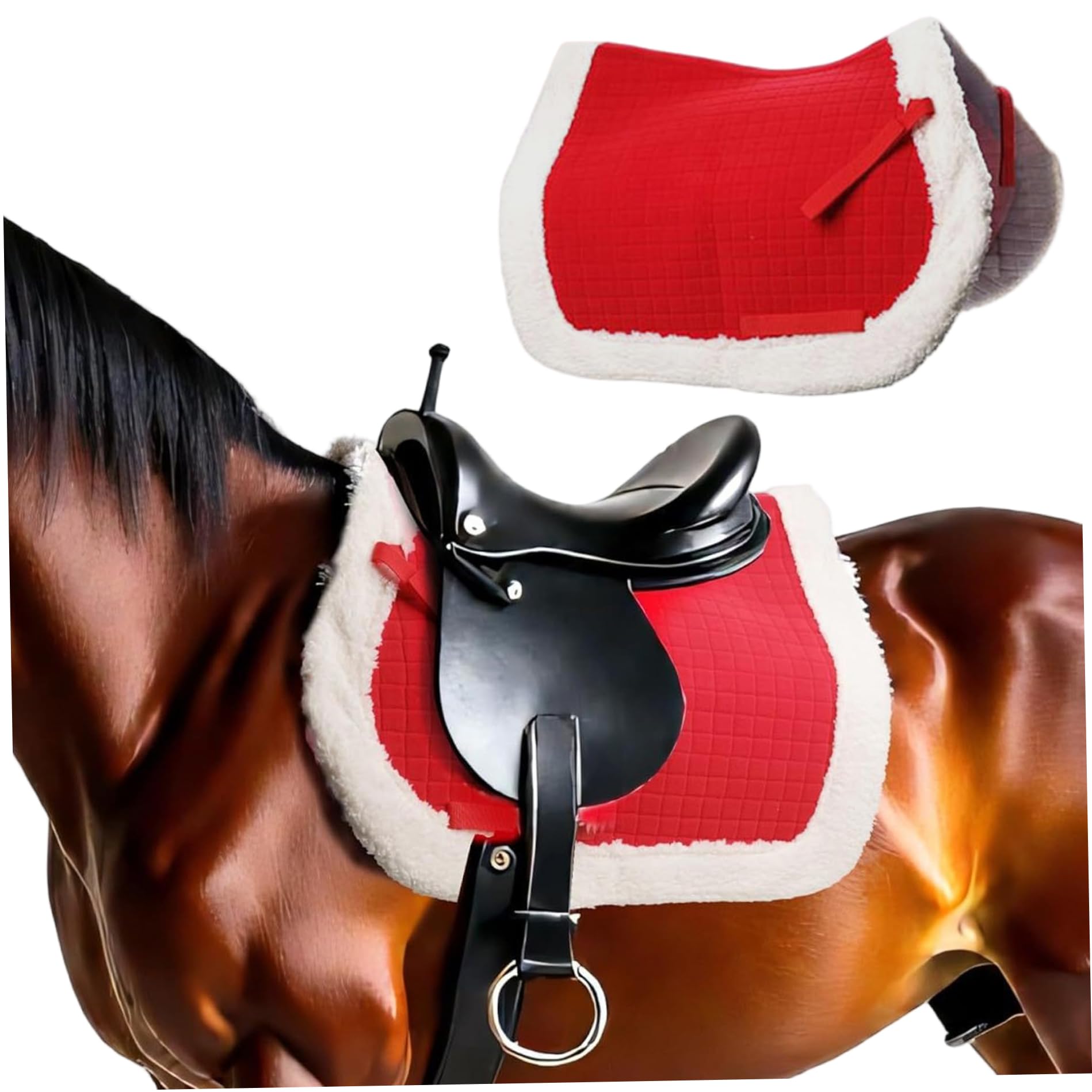 Bareback-Pad für Pferde, Weihnachten, ergonomisches rotes Bareback-Pad, rutschfest, extra dick in der Mitte für maximale Unterstützung.Sattel