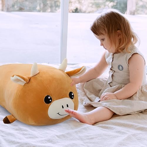 Miniatura 5 de JIEBEI Bonita almohada de peluche de vaca, animales de peluche de vaca, suave almohada de peluche Kawaii, lindos regalos de cumpleaños para niños
