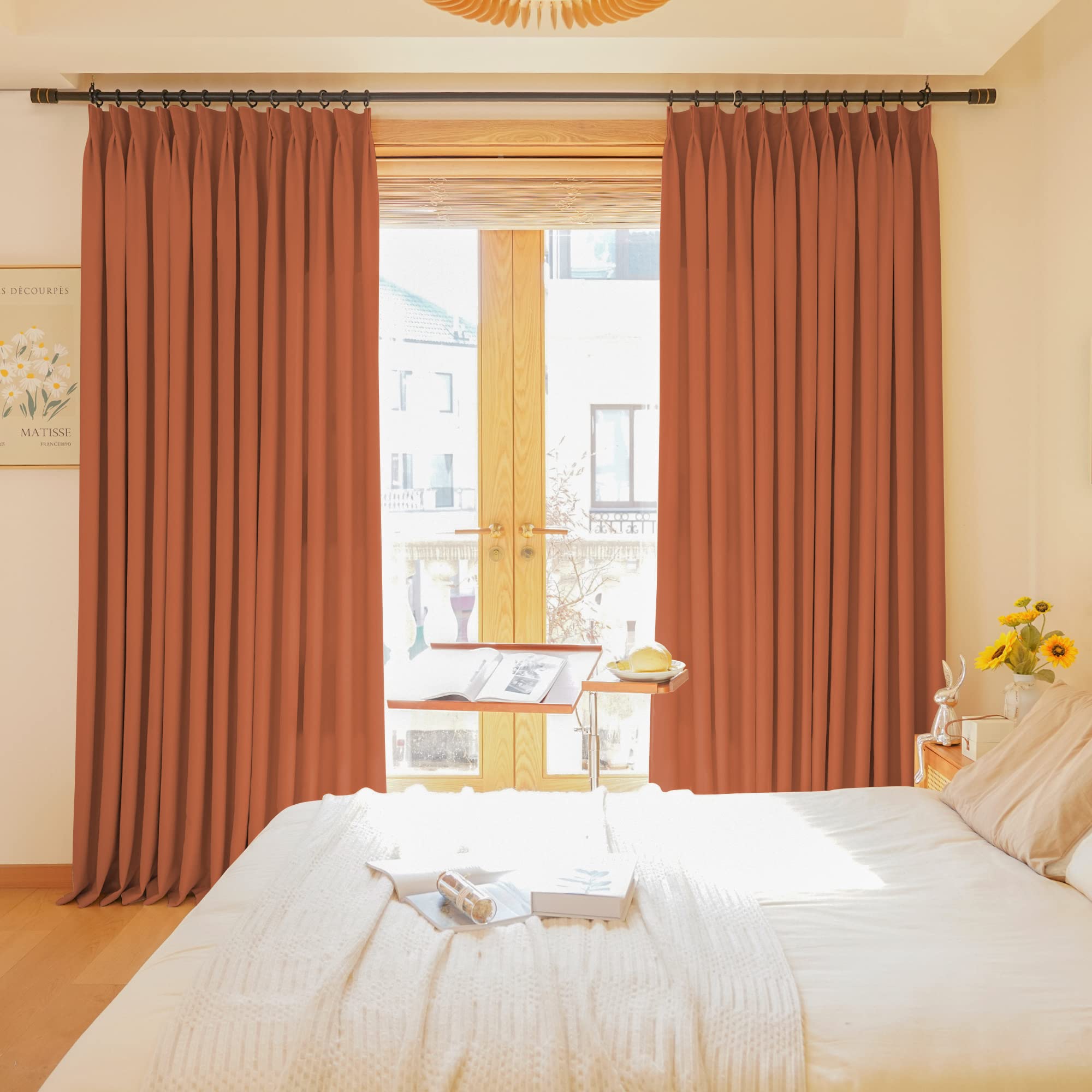 HUTO Pinch Pleated Curtains 72 Inches Wide by 84 Inches Long for Bedroom - Room Darkening Triple Weave Extra Wide Windows Curtains Drapes for Living