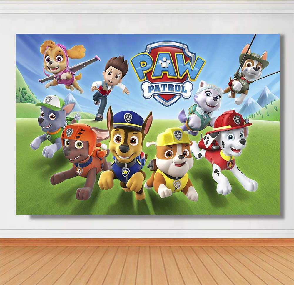 Cartoon Paw Patrol Theme Photography Backdrops Kids Children Happy Birthday Party Decotation Photo Green Grass Background Studio Props Banner Vinyl 5x3ft Photo Backgrounds Amazon Com Au