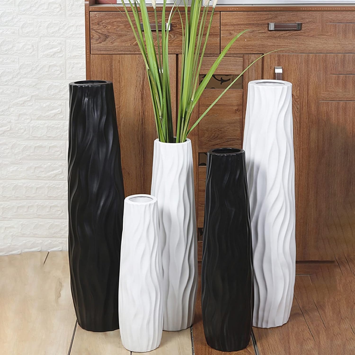 NOLLAM Jarrón Jarrón de cerámica para Suelo, Moderno, rústico, Grande, Decorativo, Soporte Alto para Flores, para Mesa de Comedor, Sala de Estar, decoración del hogar, centros de Mesa de Boda Comedor