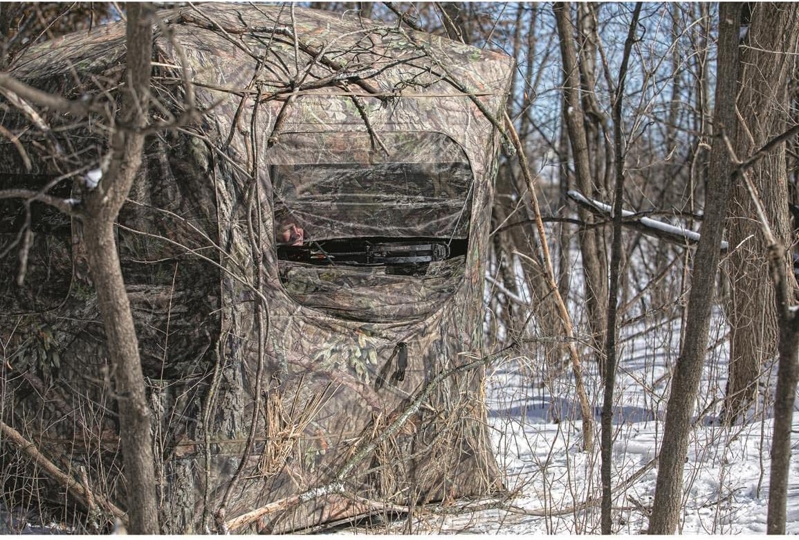 Guide Gear Field General 4-Star Hunting Ground Blind with Snow Support Pole, 1 Man Person Tent, Turkey, Duck, Deer Hunting Gear Equipment Accessories, Mossy Oak Break-Up Country : Sports & Outdoors