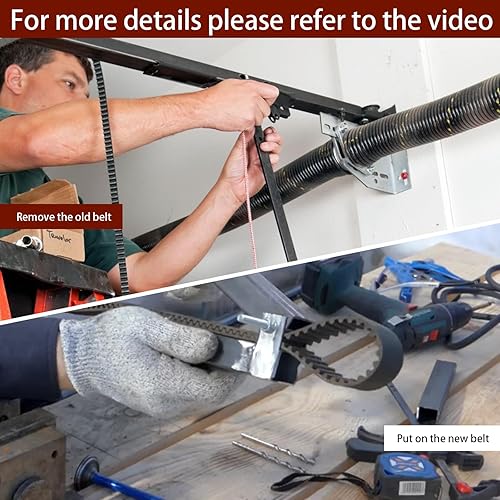 Vista 38 de Correa de transmisión 41A5434-13A, correa de apertura de puerta de garaje de 257 pulgadas 41A5434-13 para puertas de garaje de 8 pies de alto