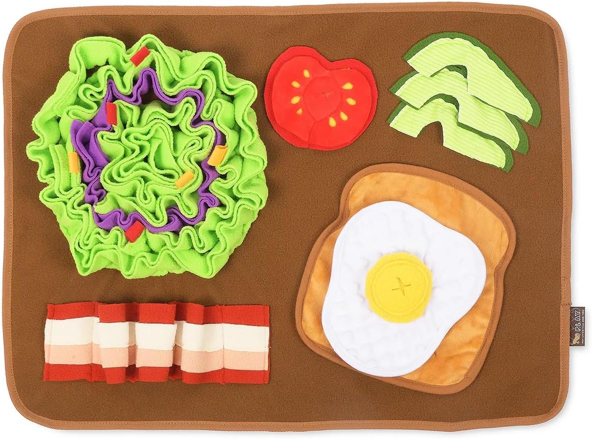 P.L.A.Y. Cute Snuffle Mat for Dogs - Brunch Themed Interactive Food & Treat Mat for Puppies Dogs - Enrichment Toy, Great for Slow Feeding, Nosework & Foraging Skills - Machine Washable
