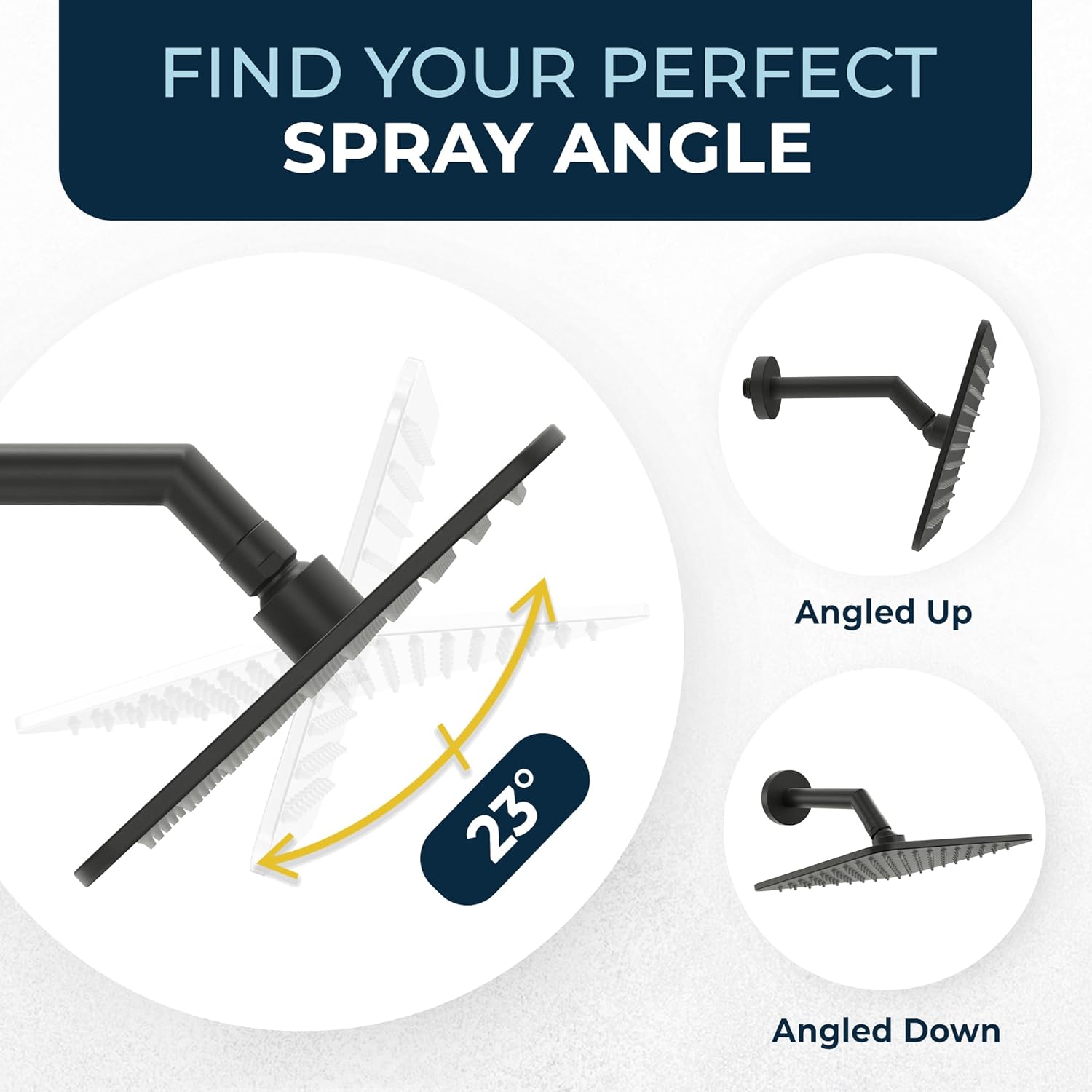 HammerHead Showers Solid Metal 8 Inch Square Rainfall Shower Head, High Flow Shower Head Optimized for Pressure, Matte Black, 2.5 GPM