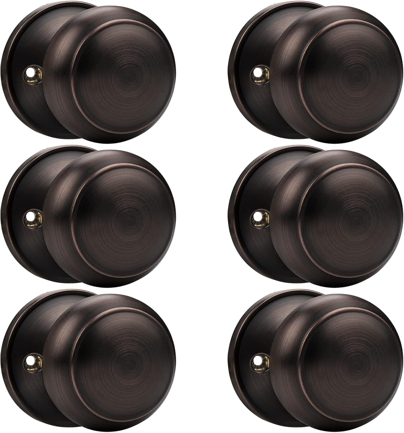 Probrico Half Dummy Door Knob Flat Ball Interior Door Knobs Non-Turning Door Handles, Oil Rubbed Bronze, 6 Pack