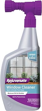 Rejuvenate High Performance Outdoor Window Spray and Rinse Cleaner with Hose End Adapter Instantly Removes Grime and Dirt Streak-Free Shine 32 oz